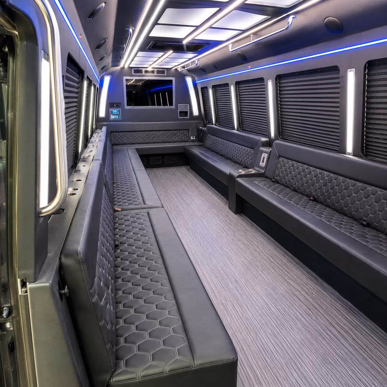 milford 40 passenger party bus interior