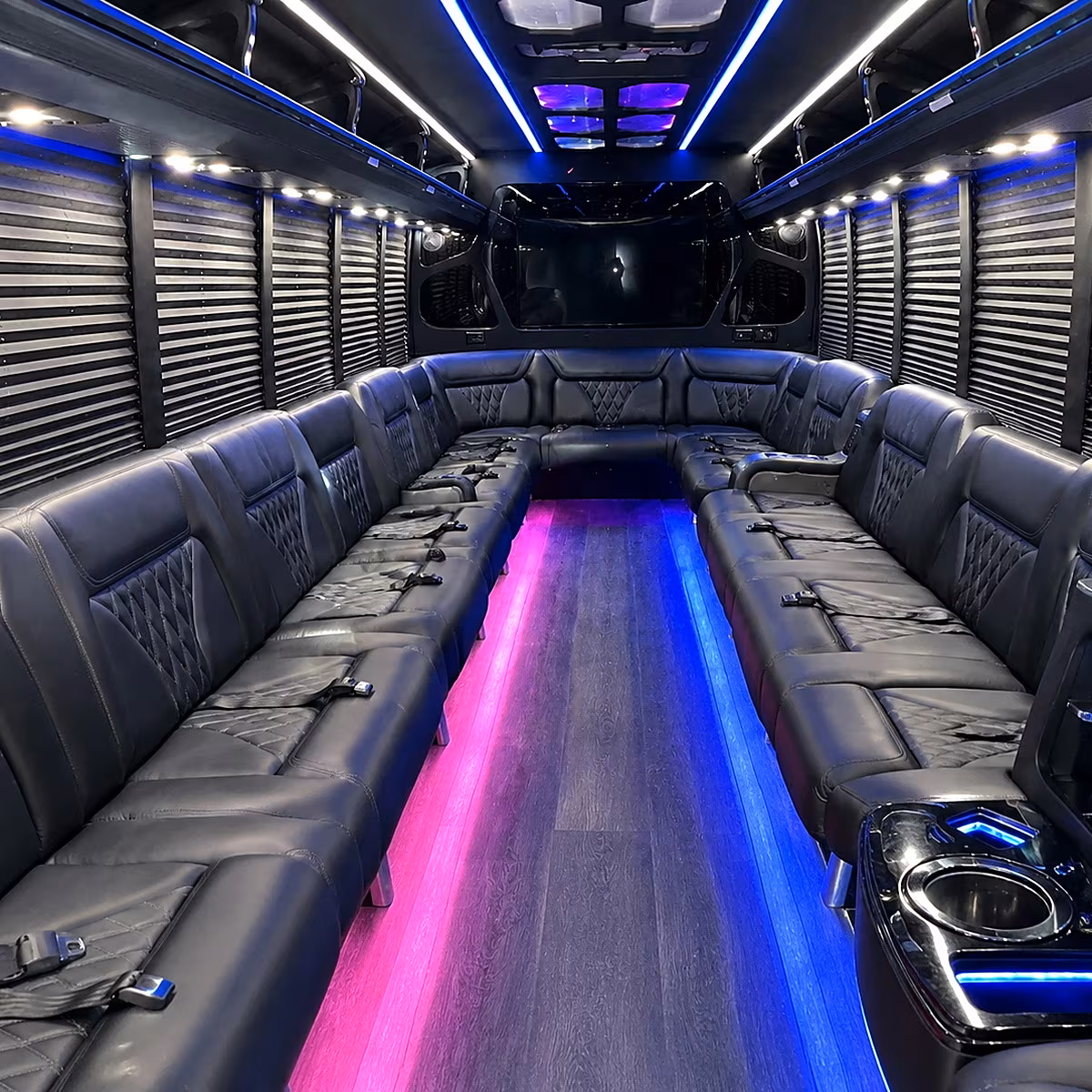 milford party bus rental interior