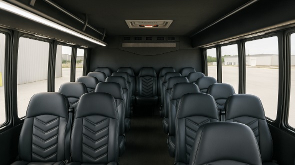Interior of Charter Bus Company Bridgeport's 28 Passenger Mini bus in Bridgeport