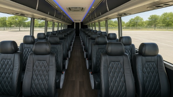 Interior of Charter Bus Company Bridgeport's 54 Passenger Charter Bus in Bridgeport