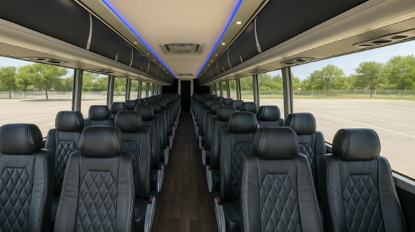 milford 55 passenger charter bus inside