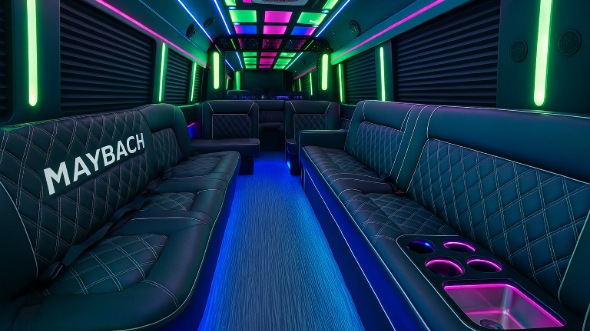 Interior of Charter Bus Company Milford's Party Bus in Milford